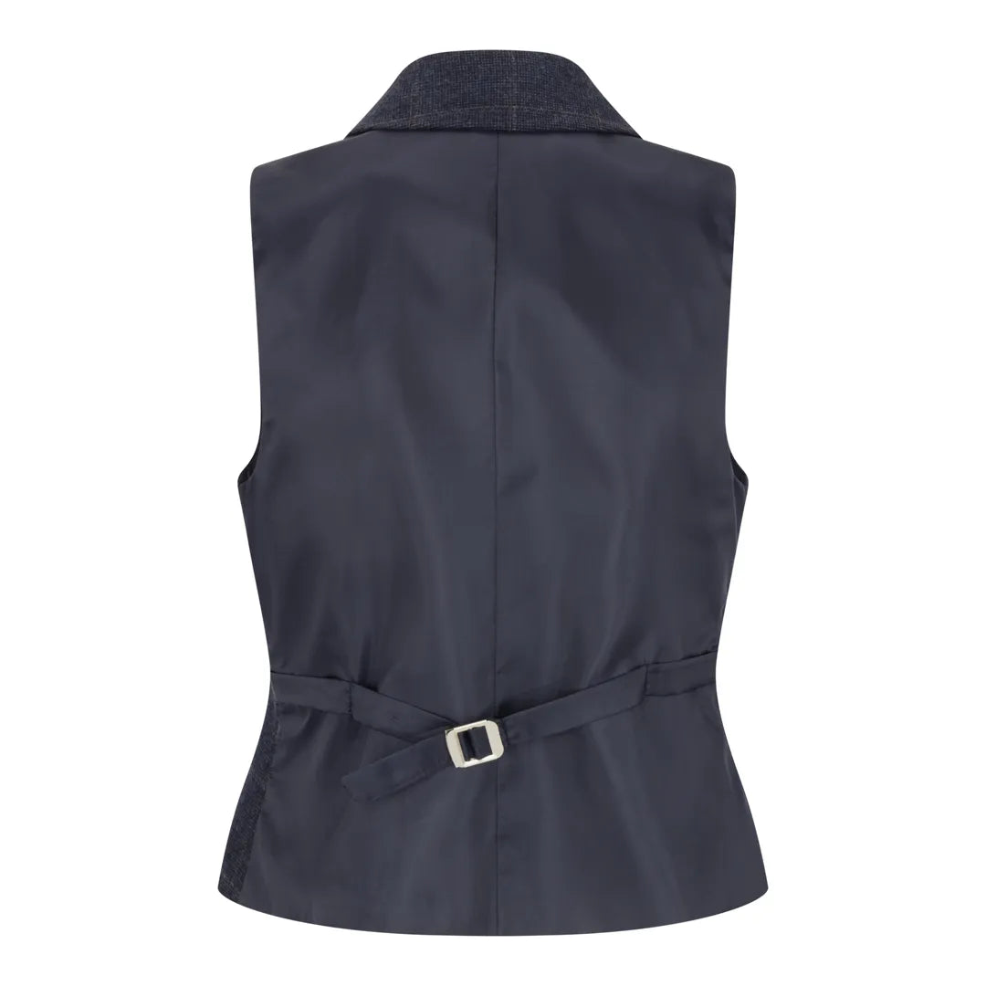 Women's Navy Blue Tweed Check Blazer & Waistcoat Set by TruClothing