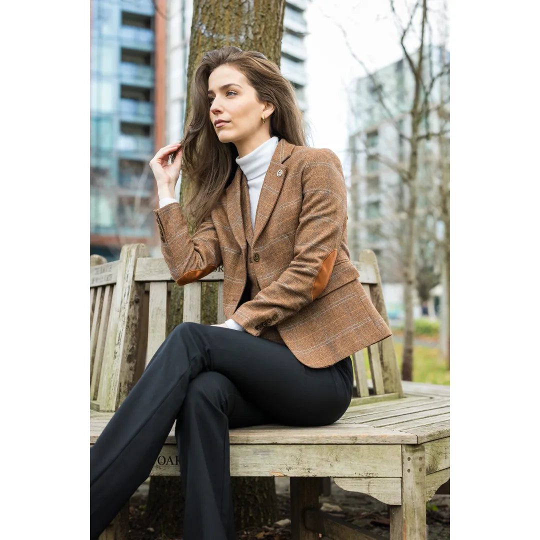 Women's Oak Brown Tweed Blazer & Waistcoat Set by TruClothing