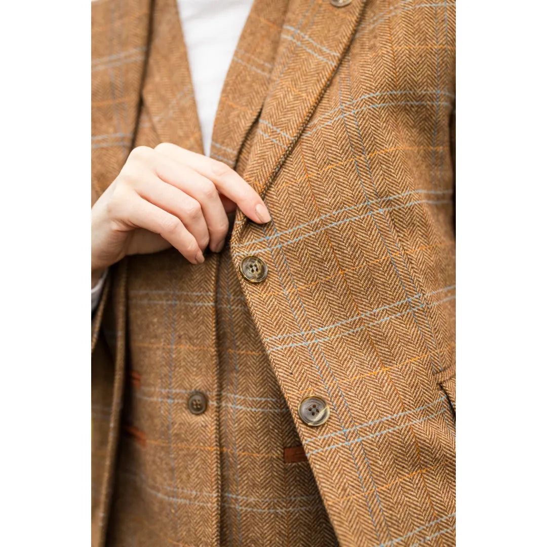Women's Oak Brown Tweed Blazer & Waistcoat Set by TruClothing