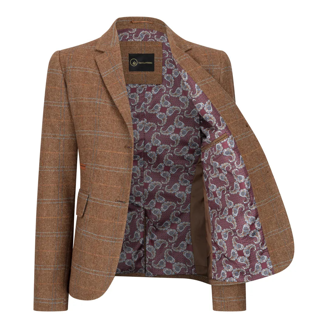 Women's Oak Brown Tweed Blazer & Waistcoat Set by TruClothing