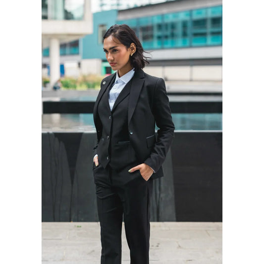 Women's 3 Piece Plain Black Suit