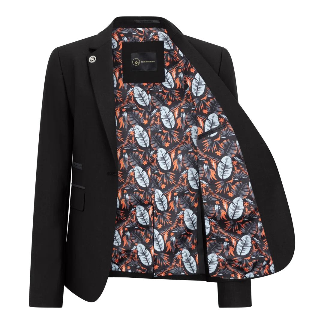 Women's 3 Piece Plain Black Suit