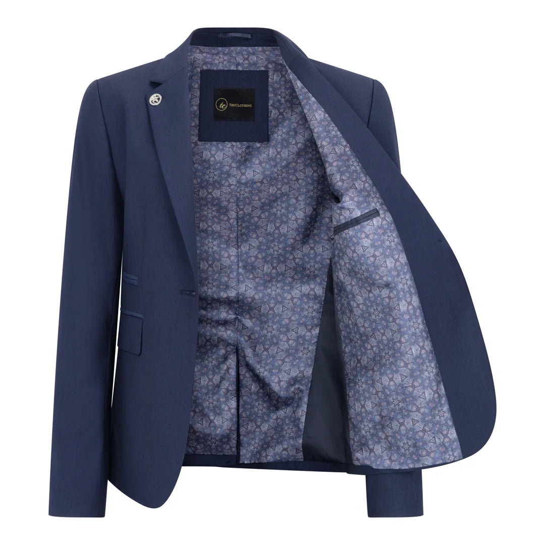 Women's 3 Piece Plain Navy Blue Suit