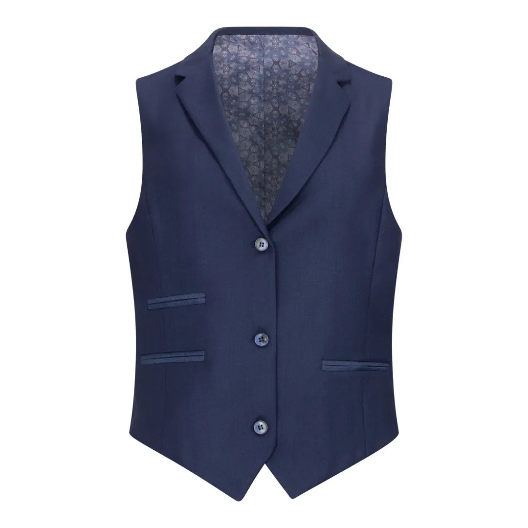 Women's 3 Piece Plain Navy Blue Suit