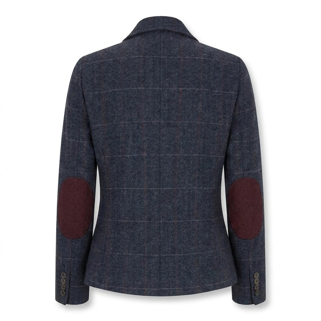 Women's Navy Wool Blend Tweed Blazer & Waistcoat Set by TruClothing
