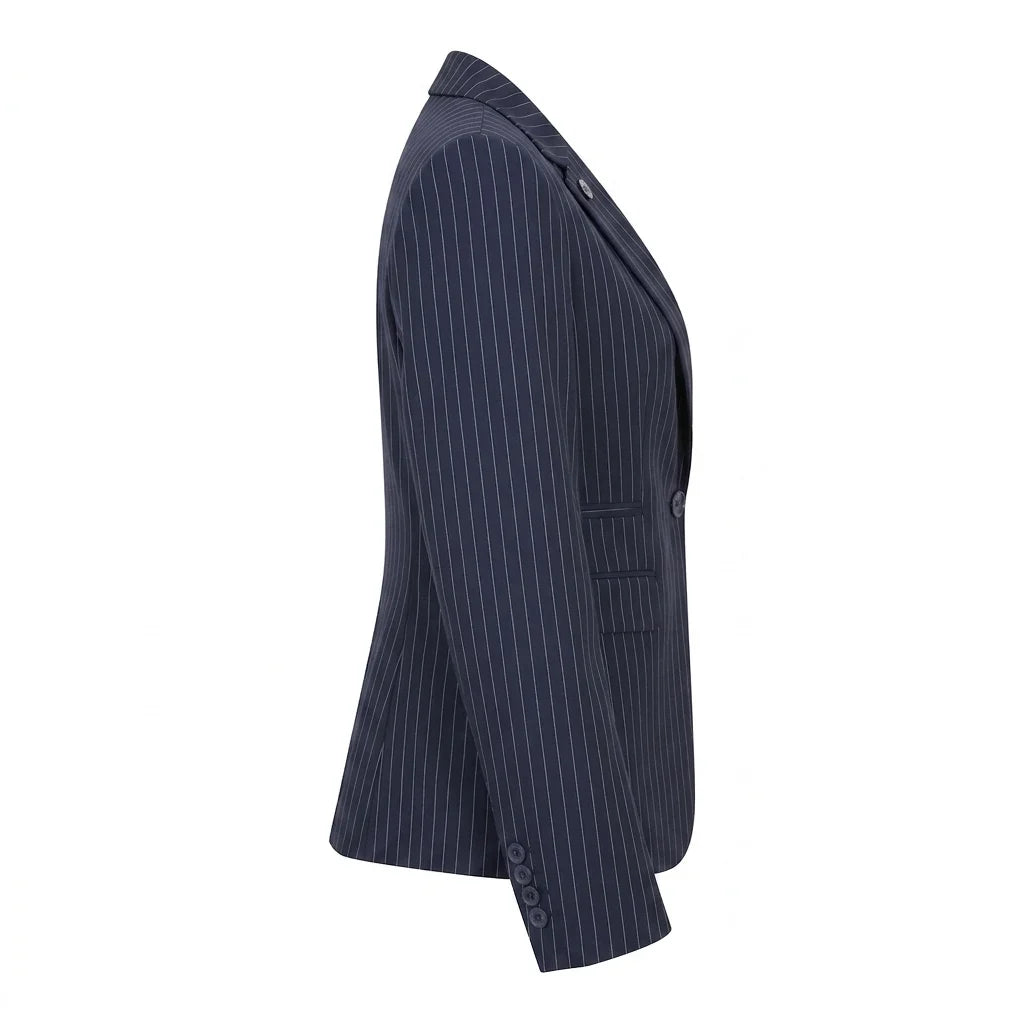 Women's 3 Piece Navy Blue Pinstripe Tailored Suit by TruClothing