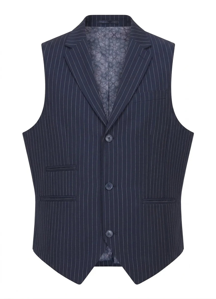 Women's 3 Piece Navy Blue Pinstripe Tailored Suit by TruClothing