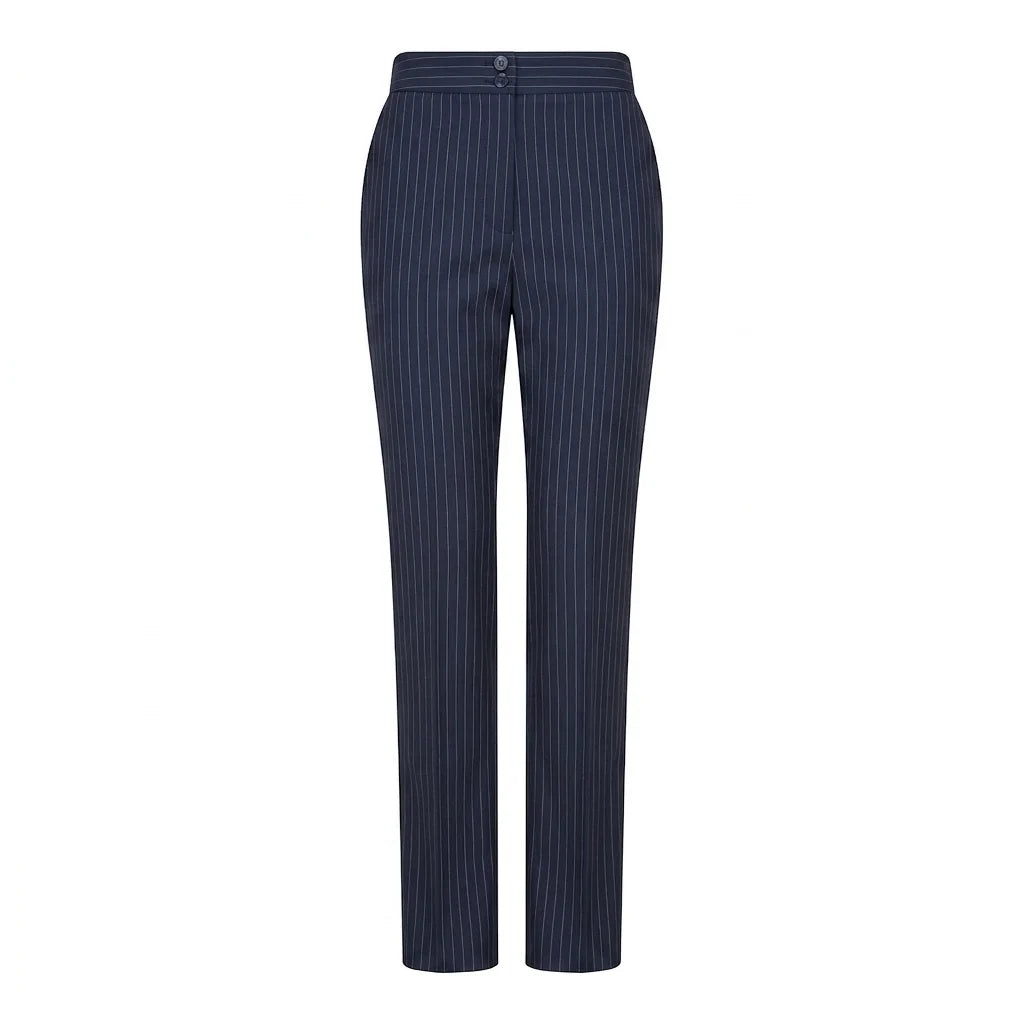 Women's 3 Piece Navy Blue Pinstripe Tailored Suit by TruClothing
