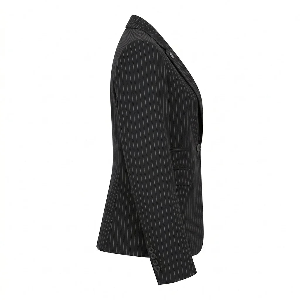 Women's 3 Piece Black Pinstripe Tailored Suit by TruClothing