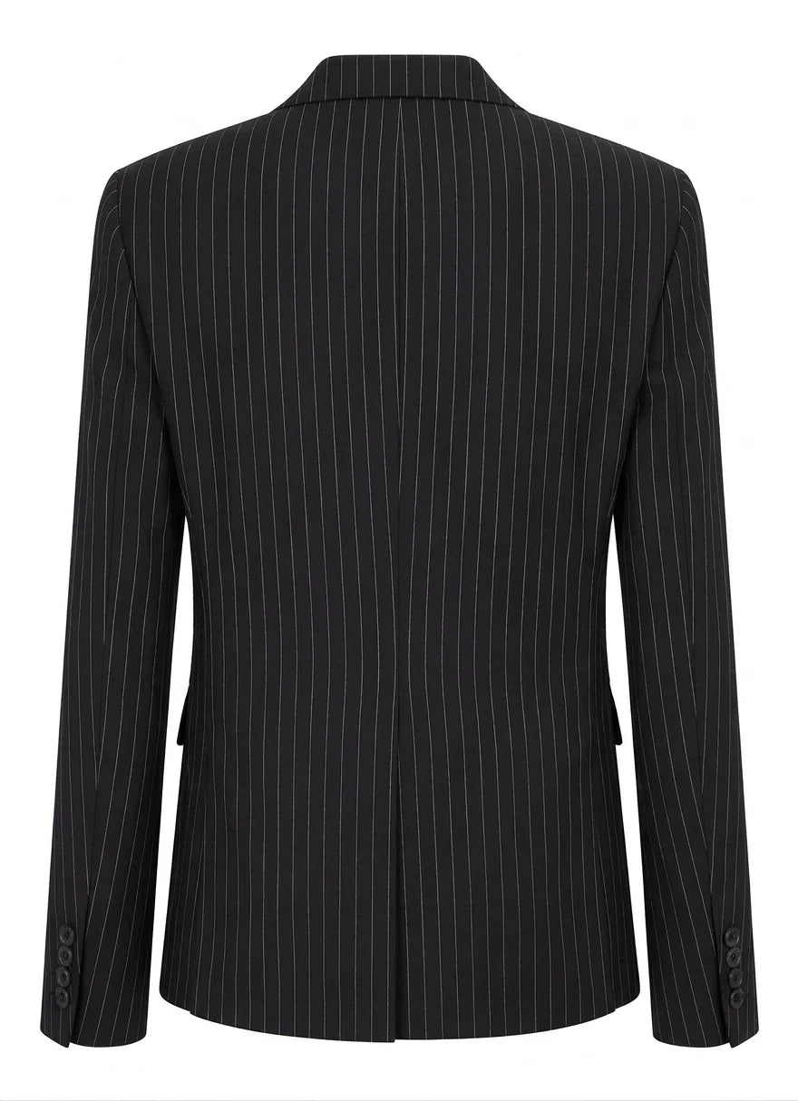 Women's 3 Piece Black Pinstripe Tailored Suit by TruClothing