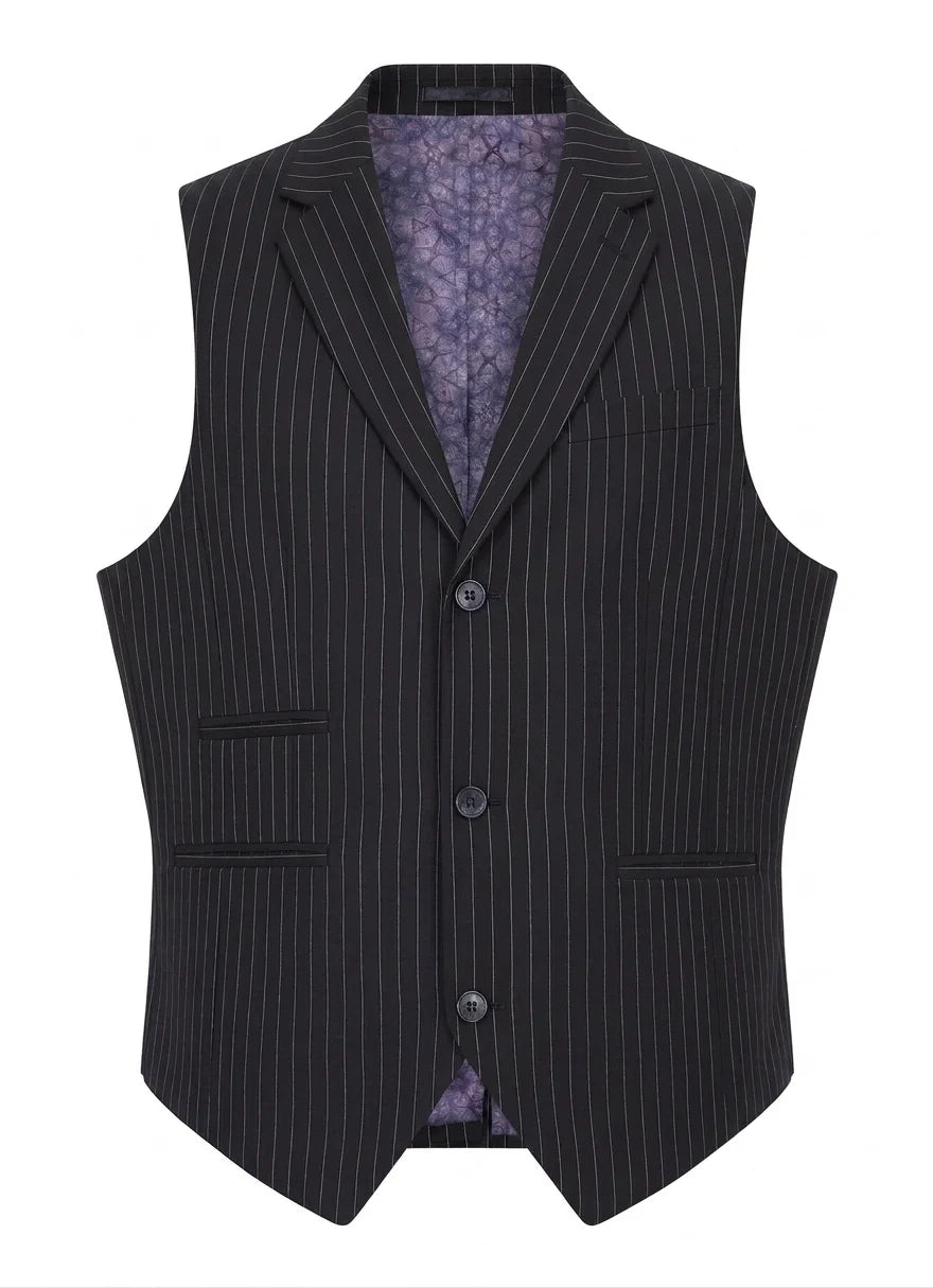 Women's 3 Piece Black Pinstripe Tailored Suit by TruClothing