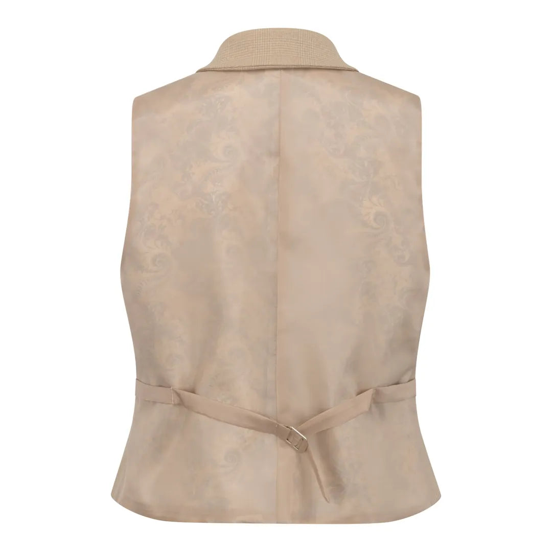 Women's Cream 3 Piece Prince of Wales Check Suit by TruClothing