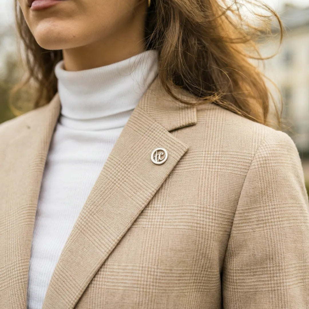Women's Cream 3 Piece Prince of Wales Check Suit by TruClothing