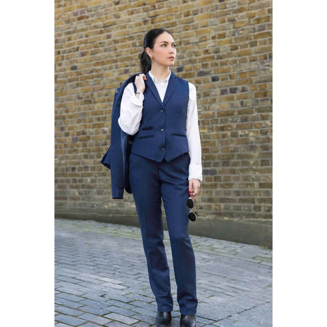 Women's Navy 3 Piece Herringbone Tweed Suit