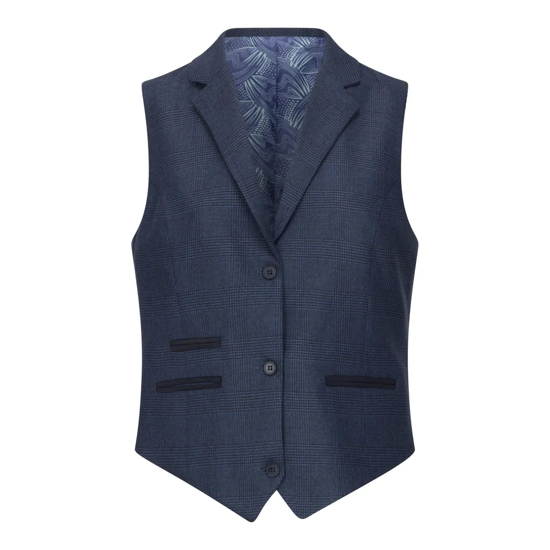 Women's Navy 3 Piece Prince of Wales Check Suit