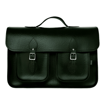 Twin Pocket Executive Leather Satchel – British Racing Green