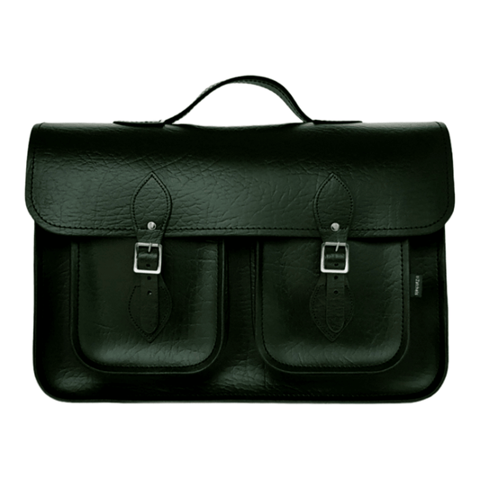 Twin Pocket Executive Leather Satchel – British Racing Green