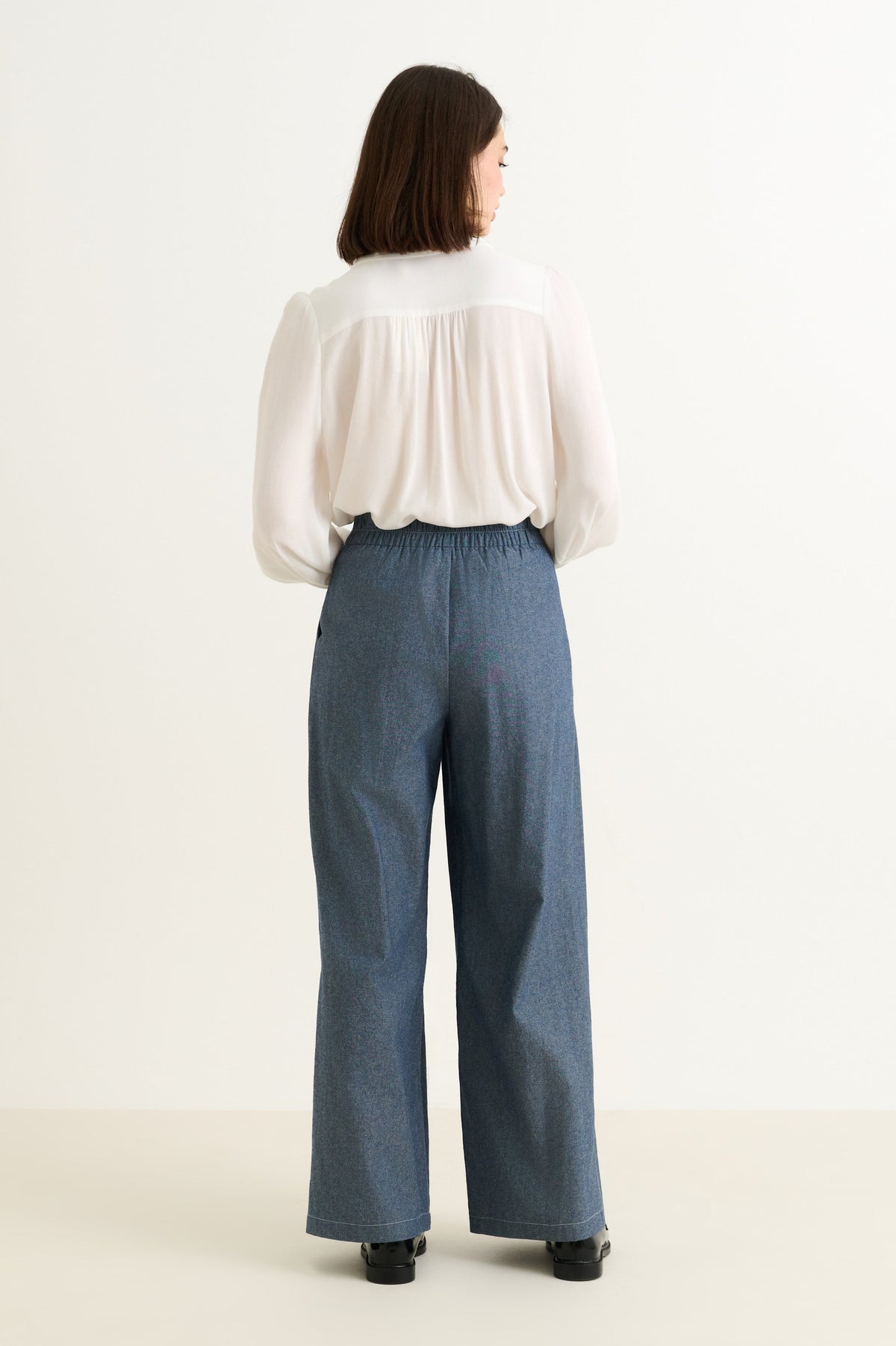 Tyler Chambray Wide Leg Trouser – Dark Grey - Bascora