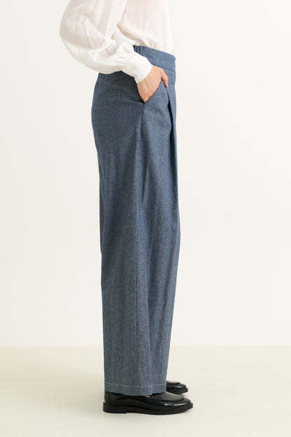 Tyler Chambray Wide Leg Trouser – Dark Grey - Bascora