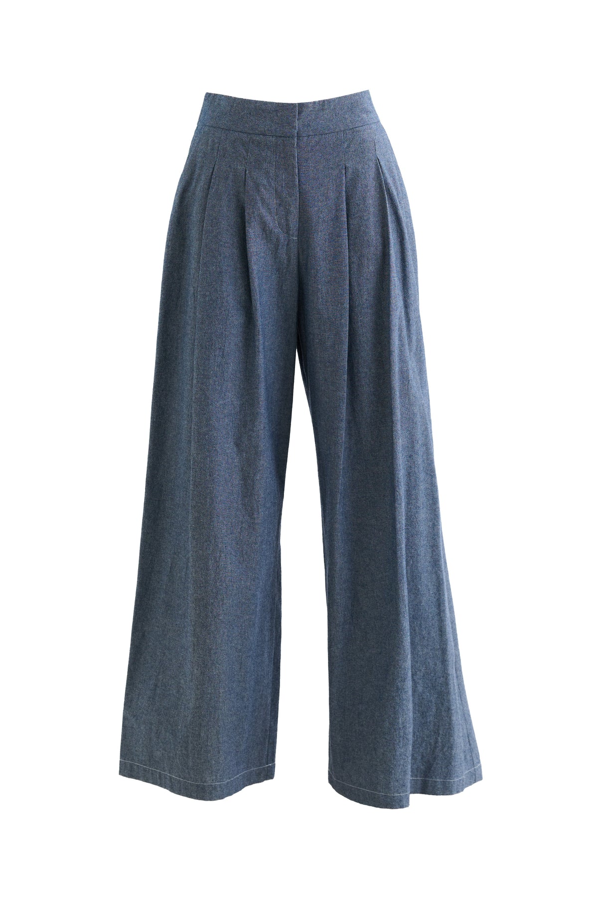 Tyler Chambray Wide Leg Trouser – Dark Grey - Bascora