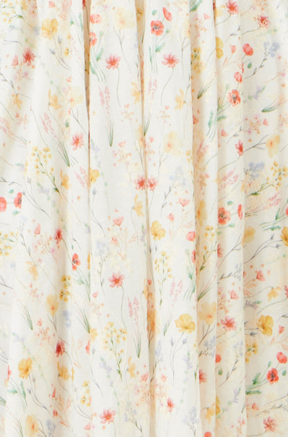 White Botanical Embroidery Fabric Handkerchief Hem Dress - Bascora