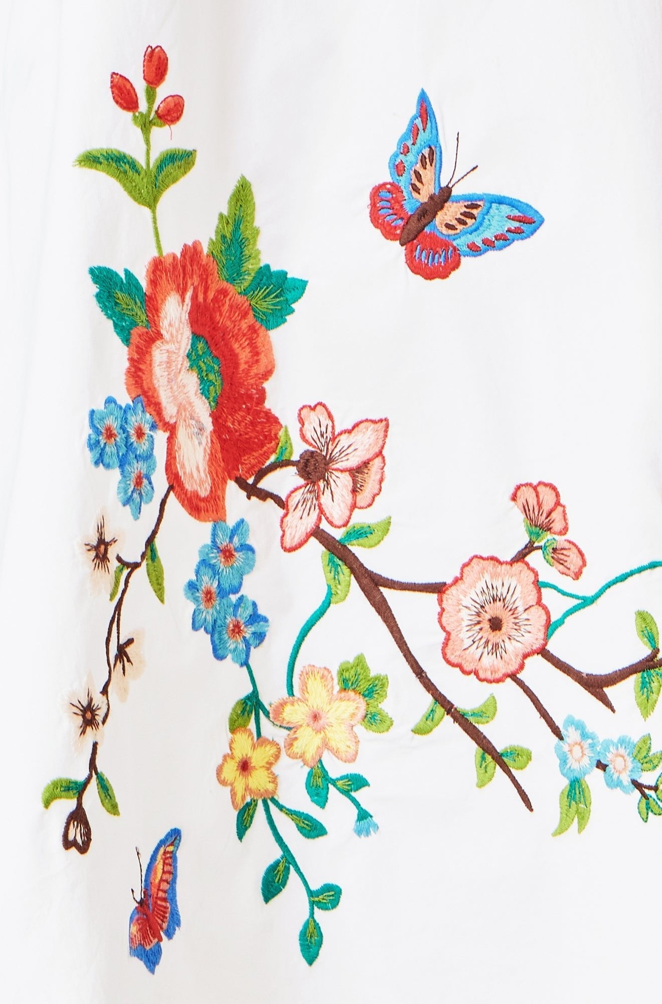 White Cotton Midi Dress With Embroidery - Bascora
