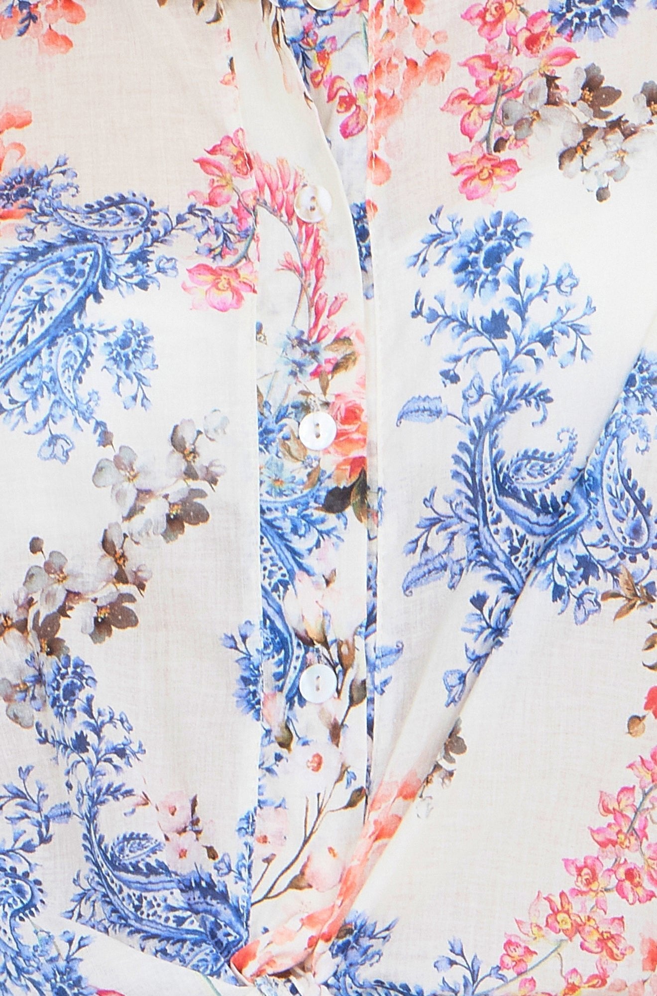 White Cotton Paisley Print Tie Knot Shirt - Bascora