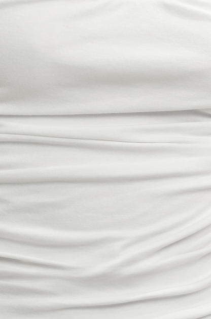 White Cotton Ruched Vest Top - Bascora