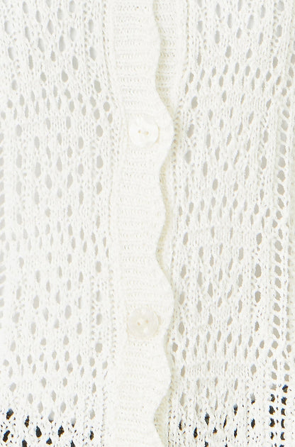 White Crochet Short Sleeve Cardigan - Bascora