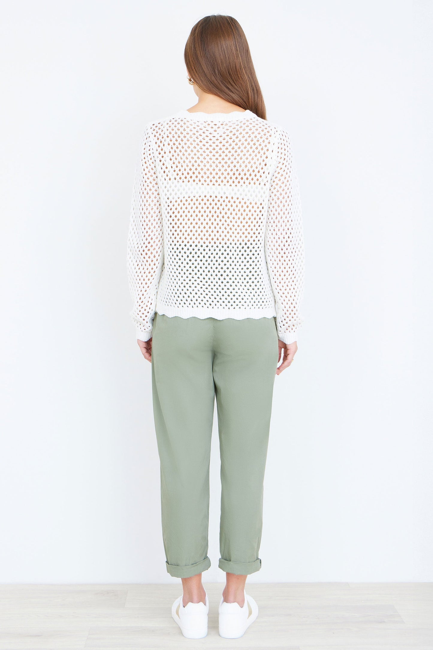 White Flower Crochet Jumper - Bascora