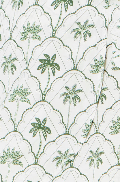 White Palm Print Cotton Wrap Skirt - Bascora