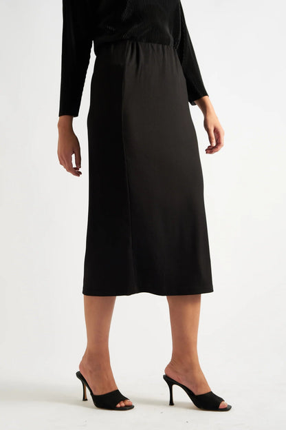 Wilson Black Fine Rib Midi Pencil Skirt - Bascora