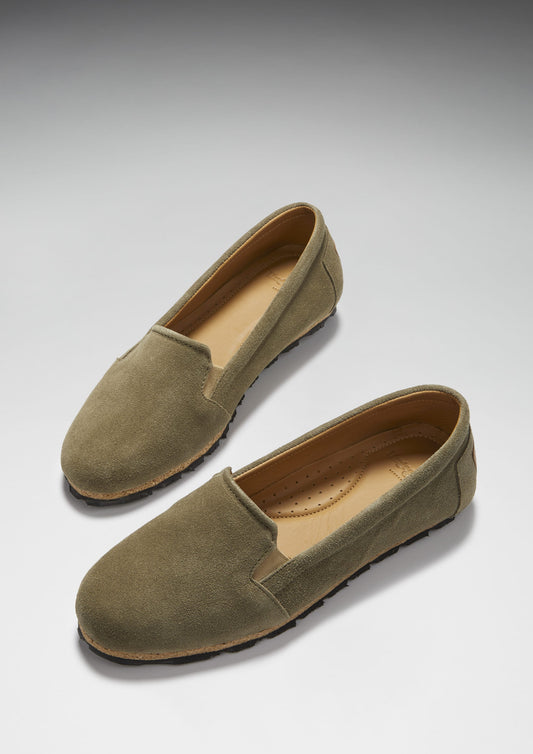 Hugs & Co. Women's Truffle Green Suede Continental Espadrilles