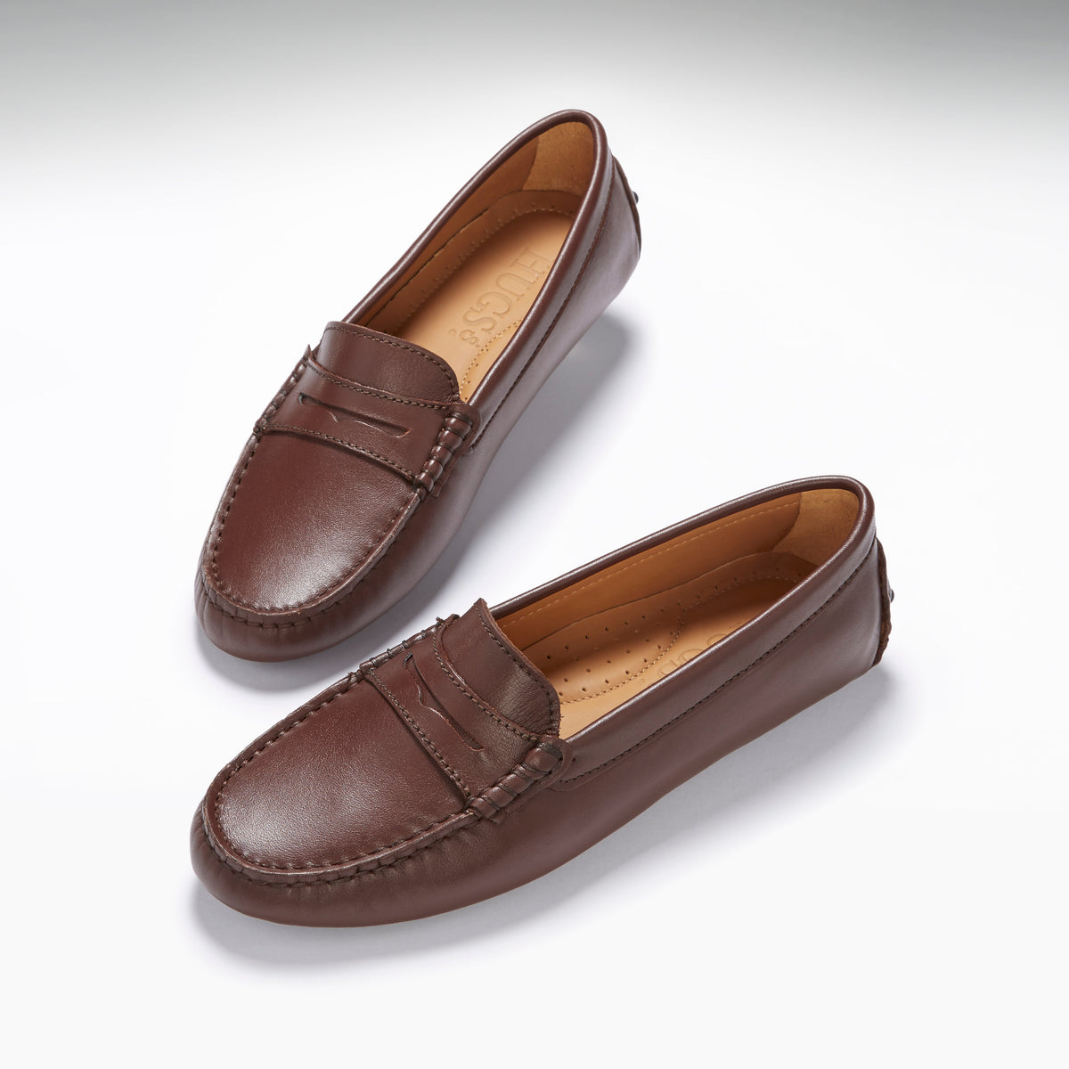 Hugs & Co. Women's Brown Leather Penny Driving Loafers
