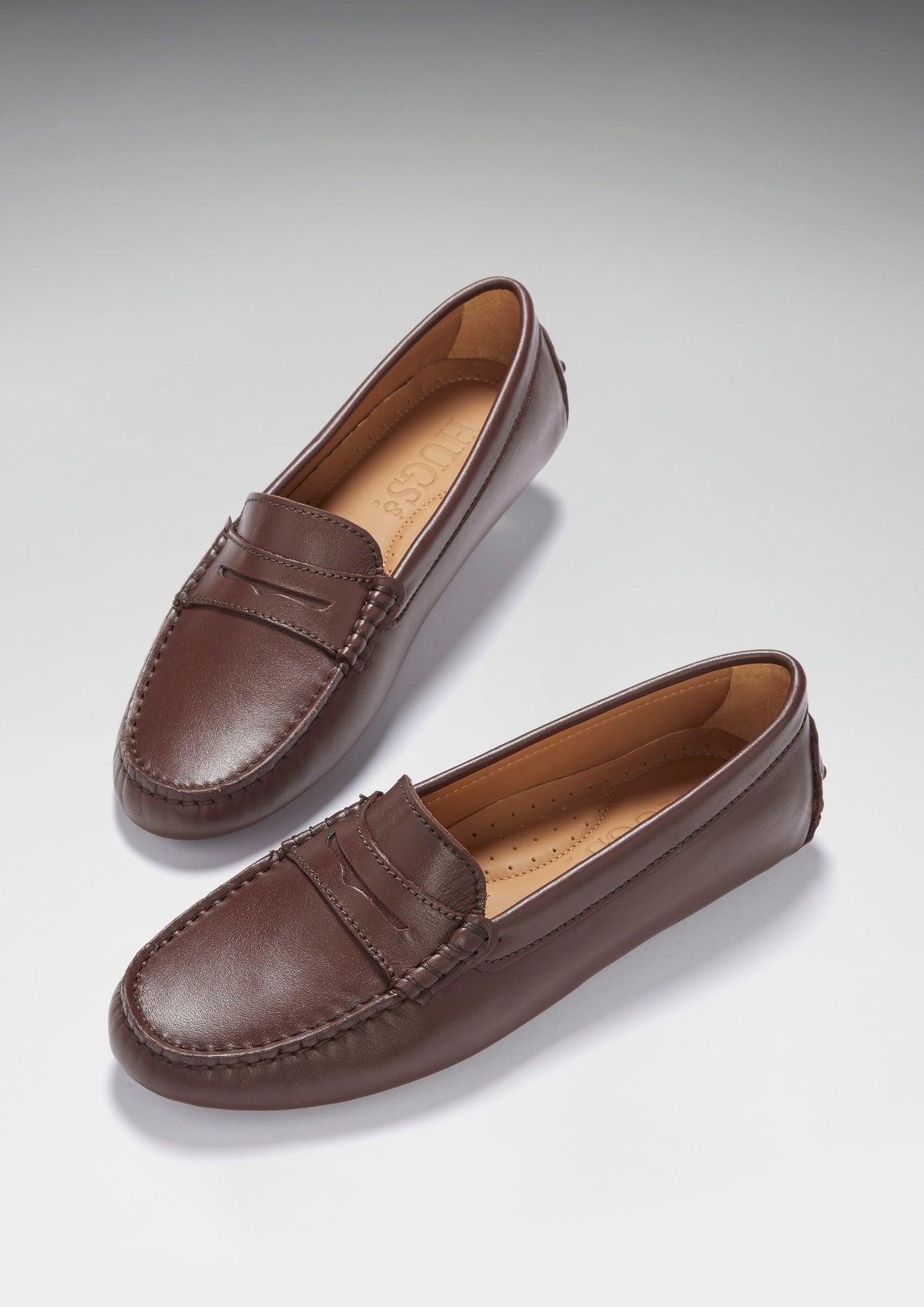 Hugs & Co. Women's Brown Leather Penny Driving Loafers