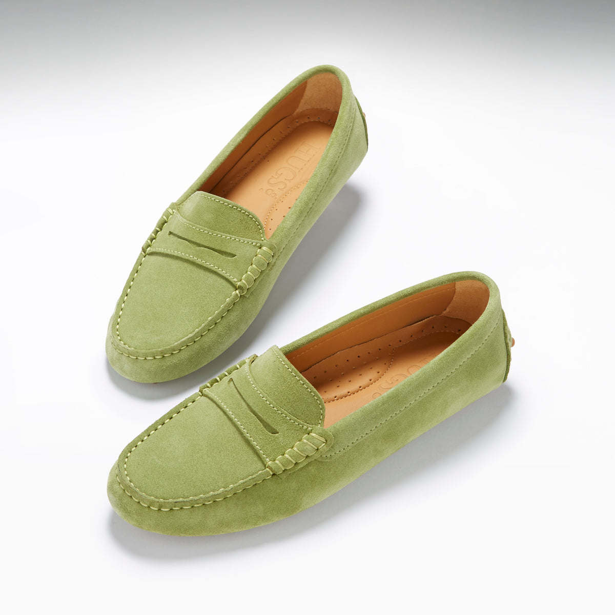 Hugs & Co. Women's Olive Green Suede Penny Driving Loafers