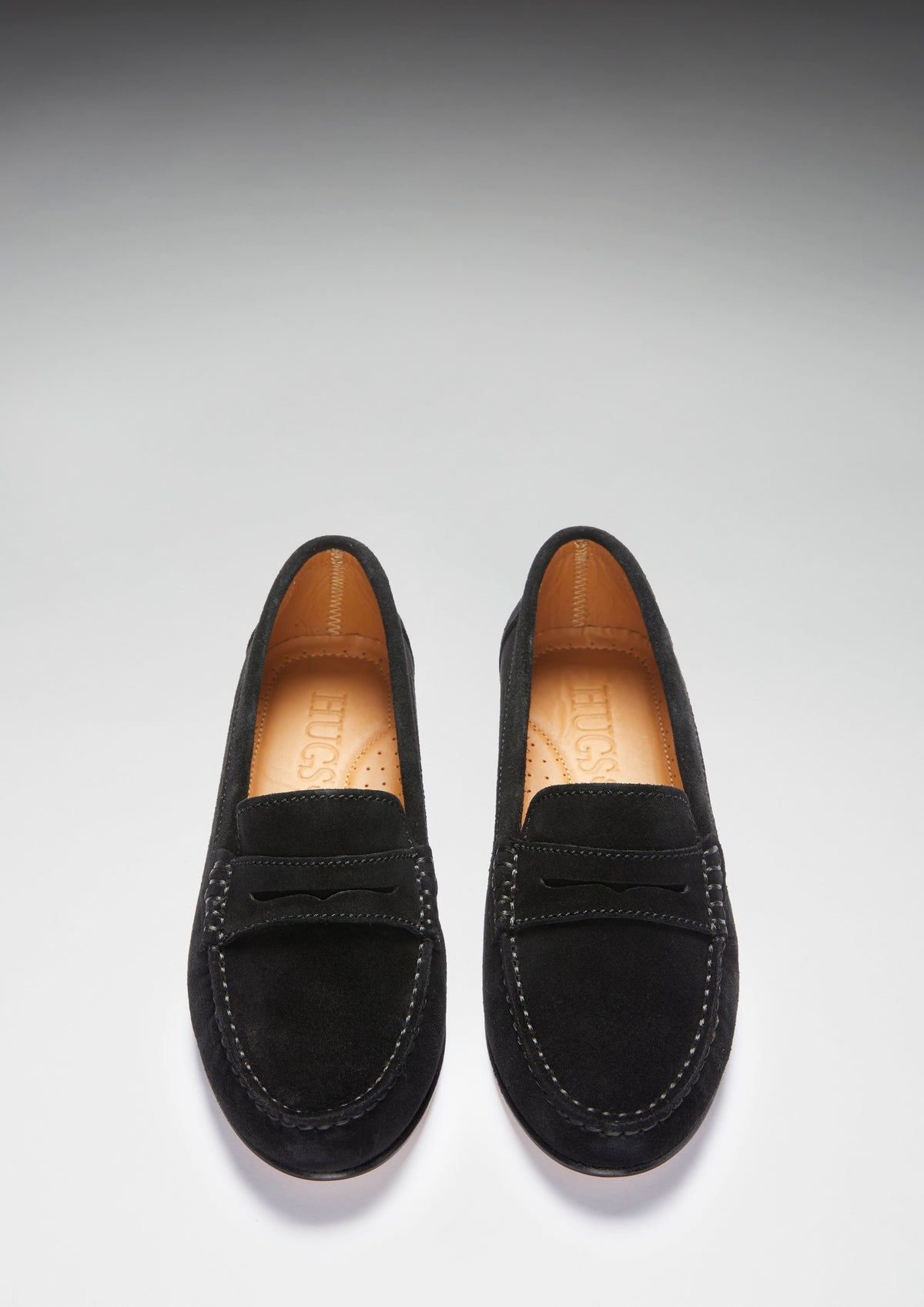 Hugs & Co. Women's Black Suede Leather-Sole Penny Loafers