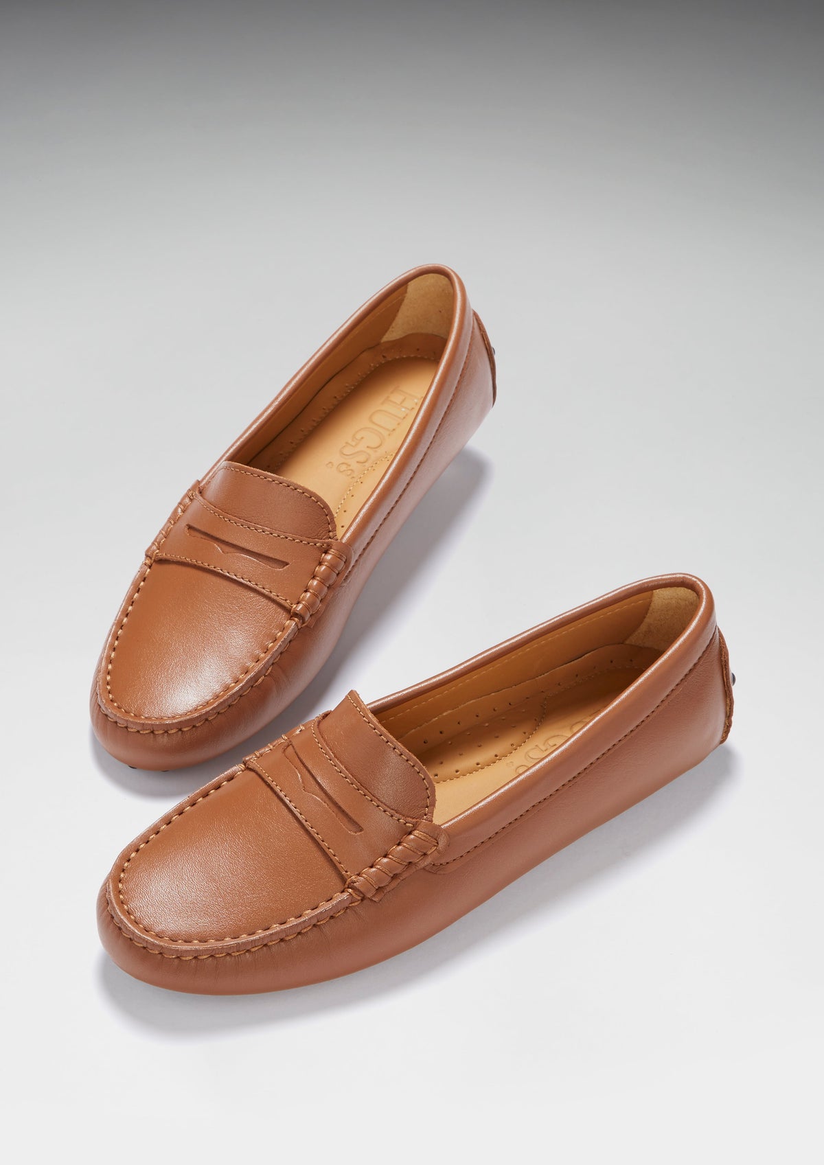 Hugs & Co. Women's Tan Leather Penny Driving Loafers