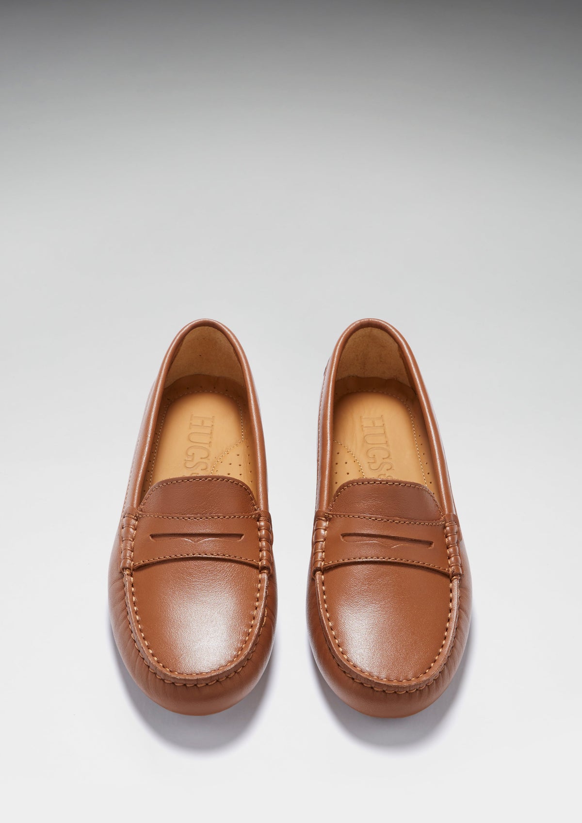 Hugs & Co. Women's Tan Leather Penny Driving Loafers