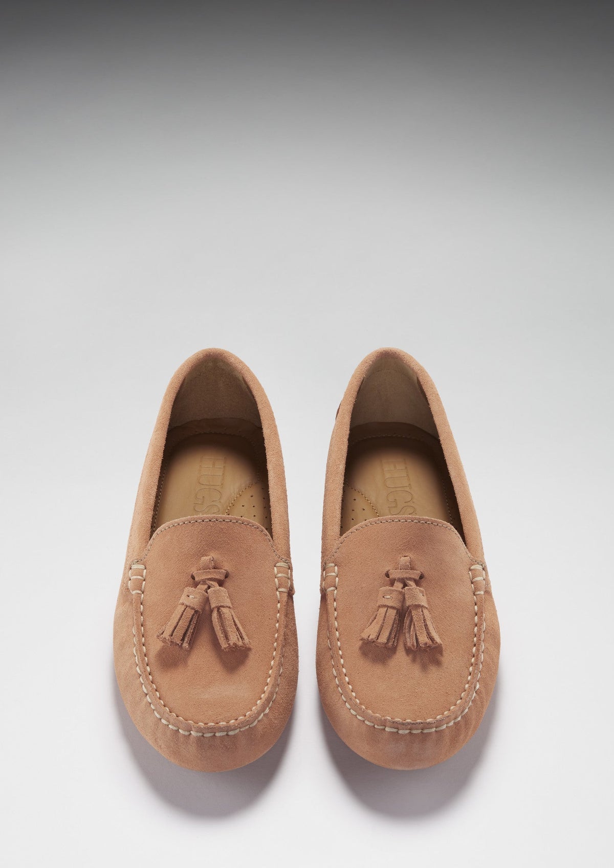 Hugs & Co. Women's Peach Suede Tasselled Driving Loafers