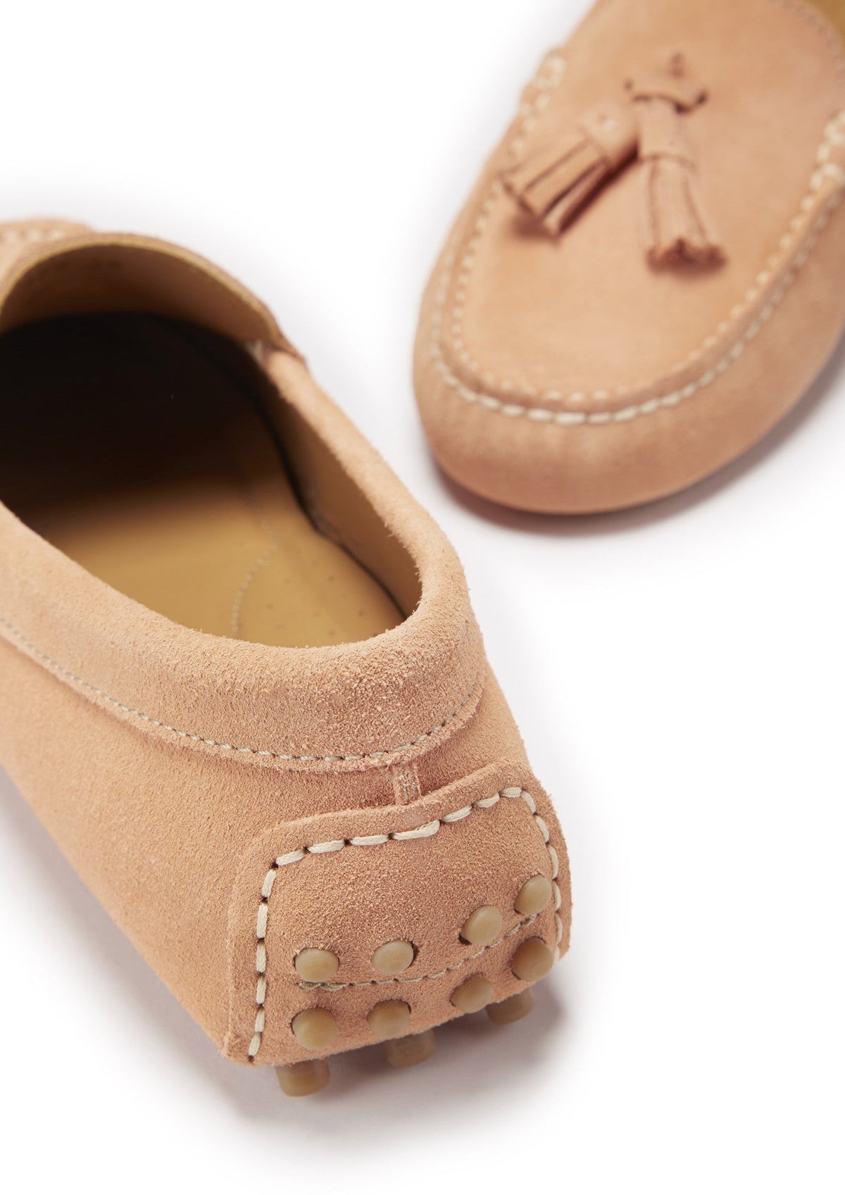 Hugs & Co. Women's Peach Suede Tasselled Driving Loafers