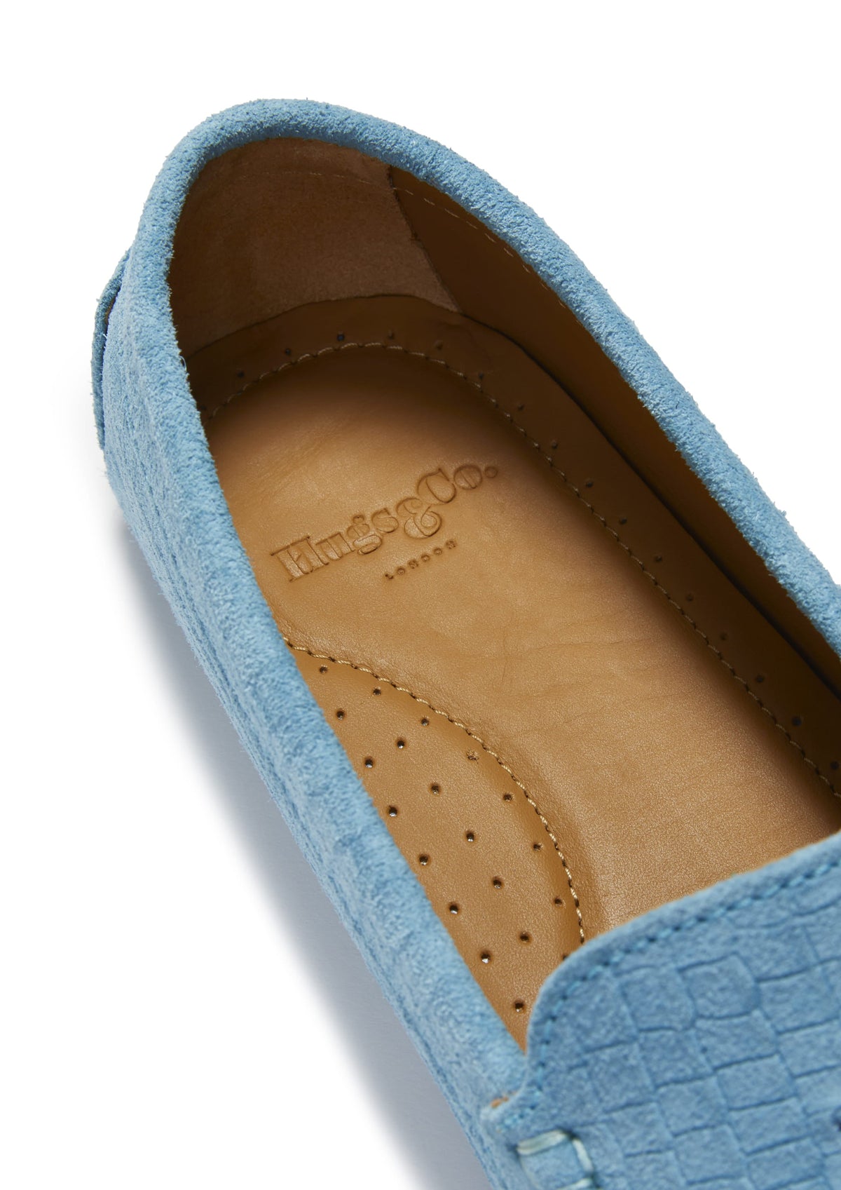 Hugs & Co. Women's Blue Embossed Suede Tasselled Driving Loafers