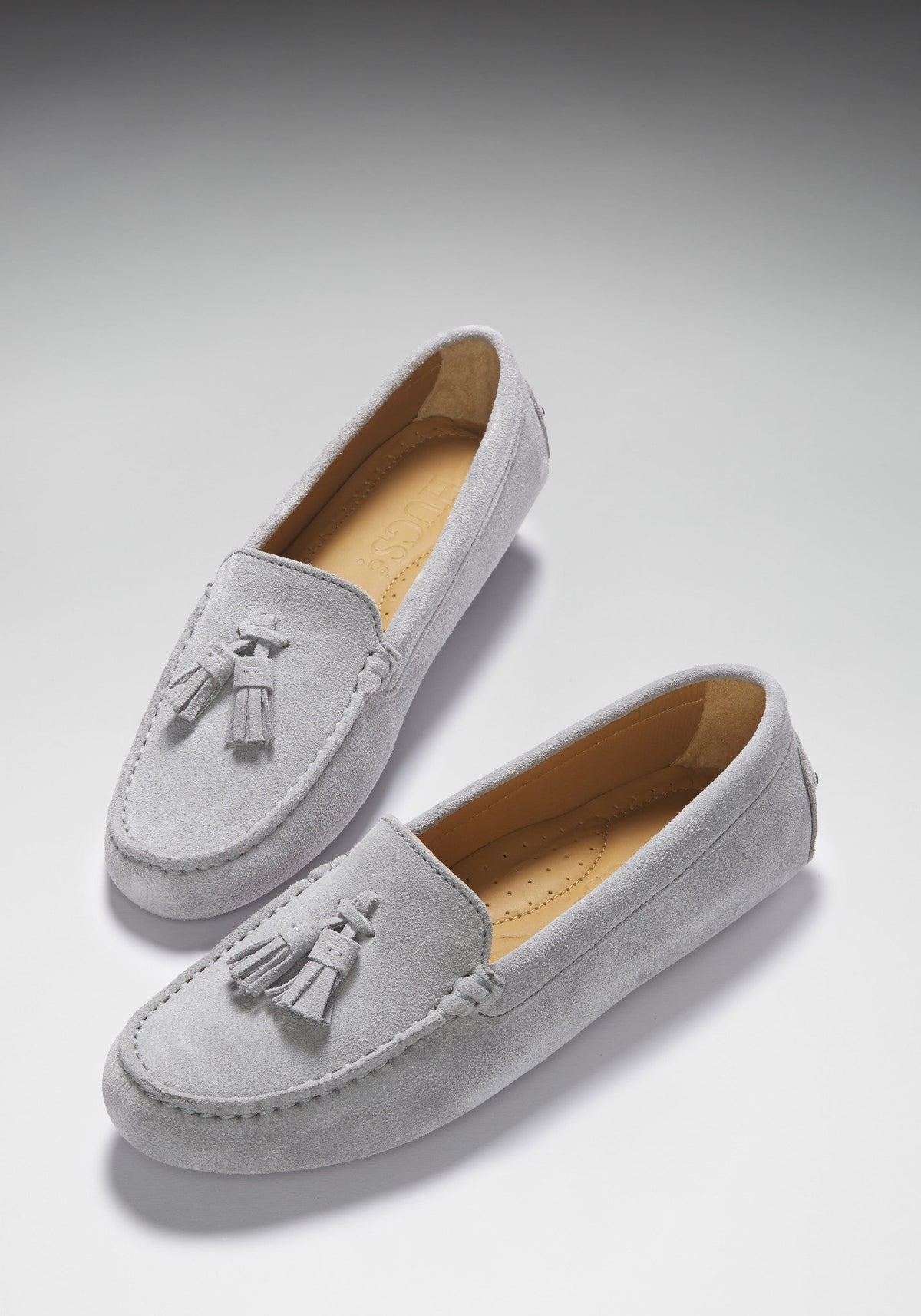 Hugs & Co. Women's Dove Grey Suede Tasselled Driving Loafers