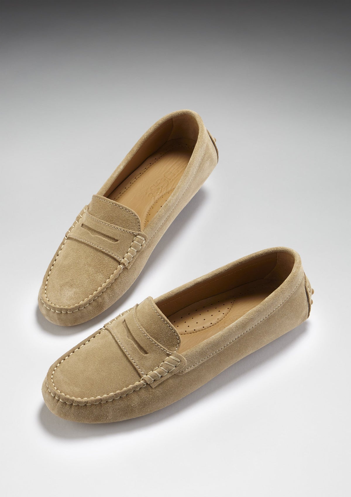 Hugs & Co. Women's Taupe Suede Penny Driving Loafers