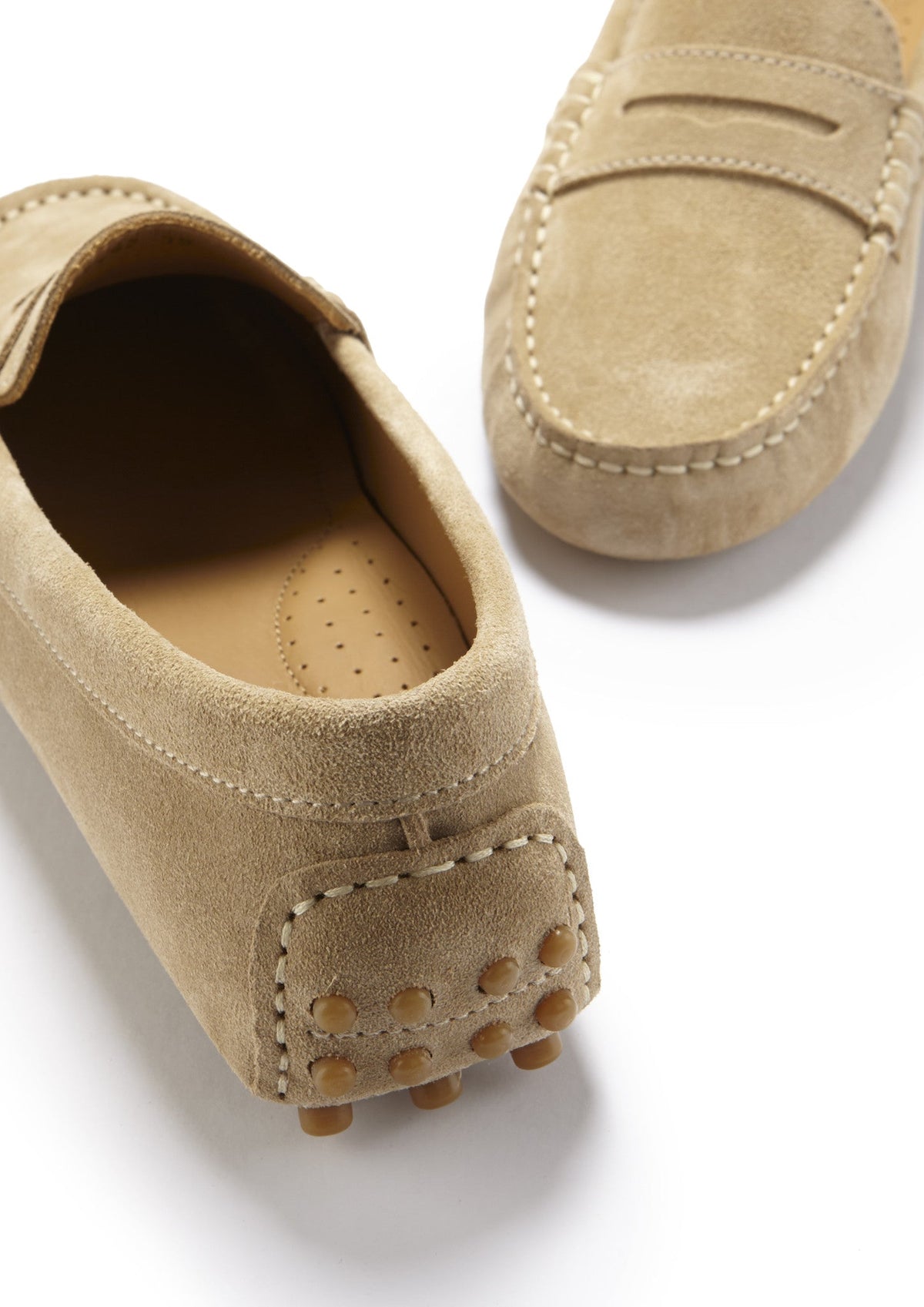 Hugs & Co. Women's Taupe Suede Penny Driving Loafers