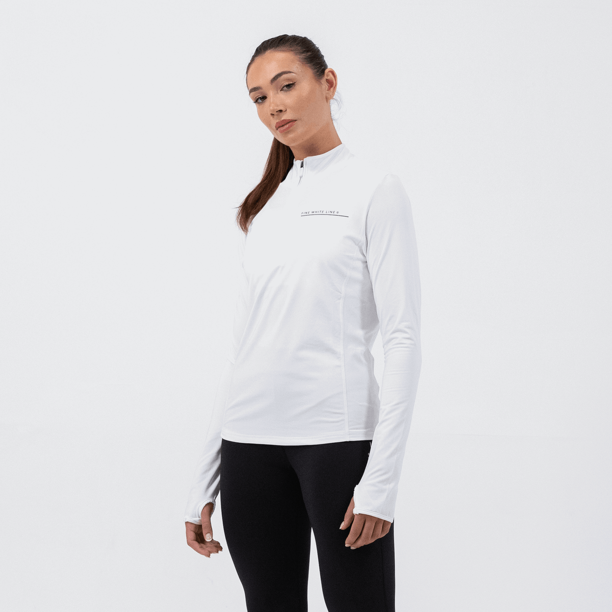 Women's Orbit White 1/4 Zip Jacket - Bascora