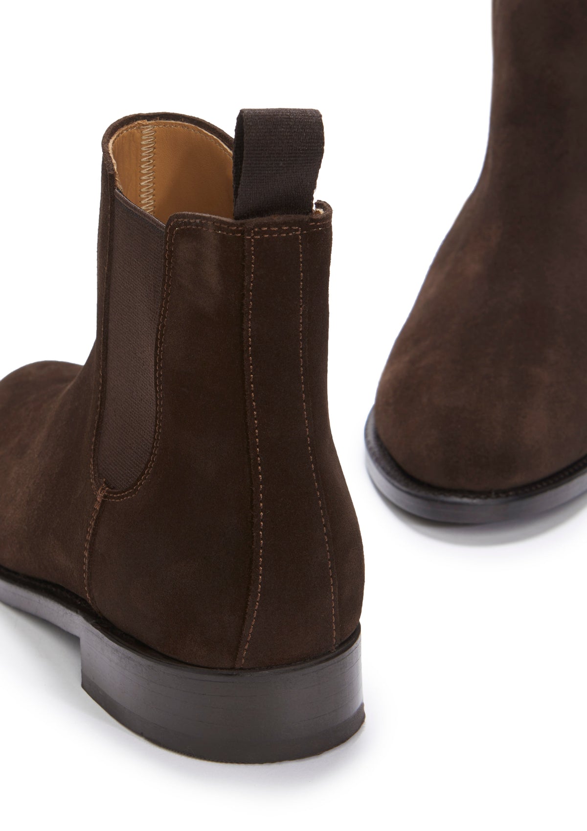 Hugs & Co. Women's Brown Suede Chelsea Boots with Goodyear Welted Leather Sole