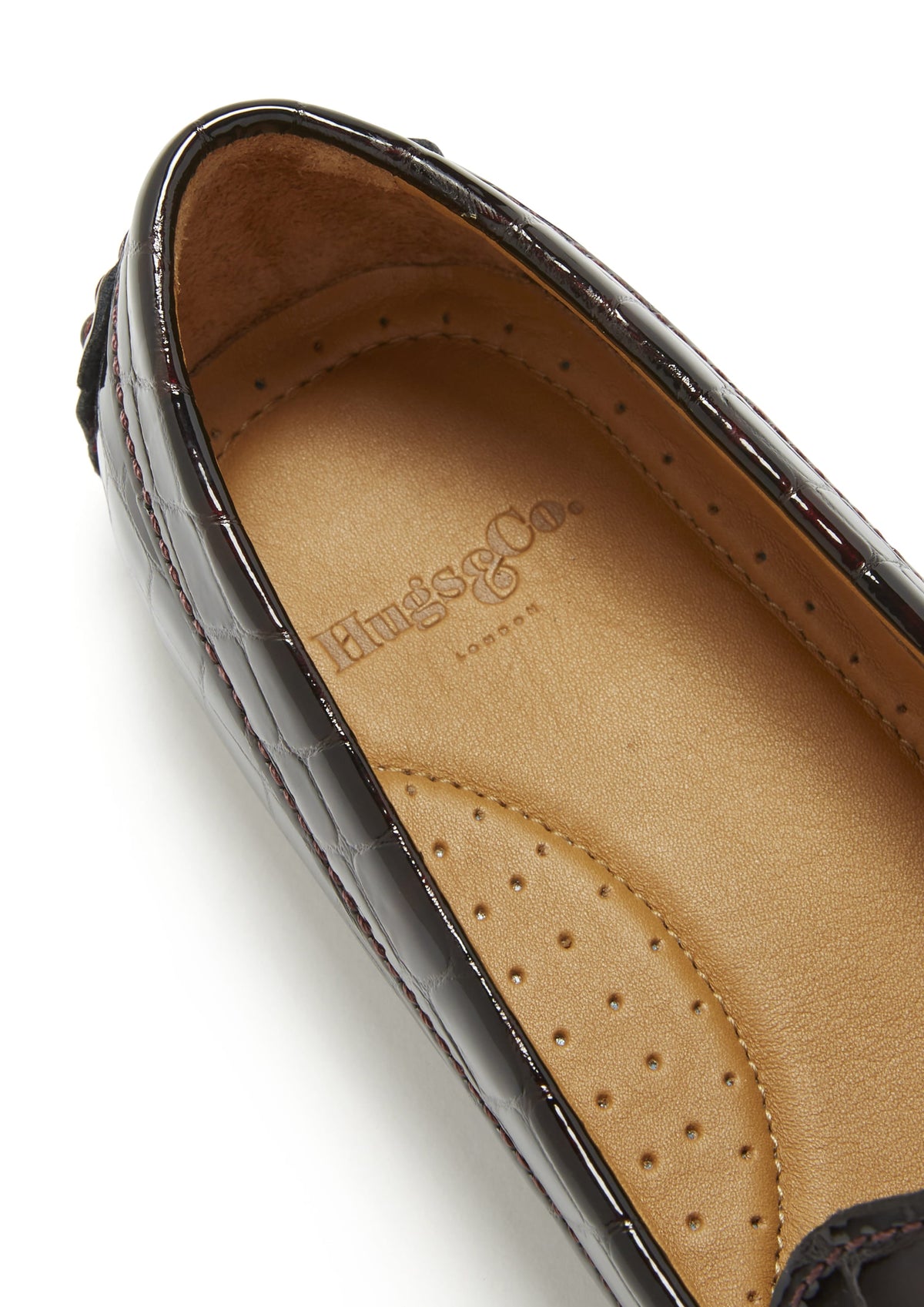 Hugs & Co. Women's Brown Croc-Print Patent Penny Loafers