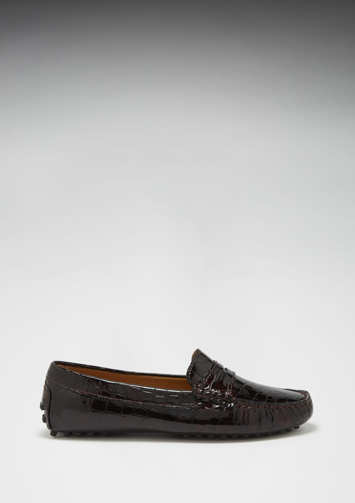 Hugs & Co. Women's Brown Croc-Print Patent Penny Loafers