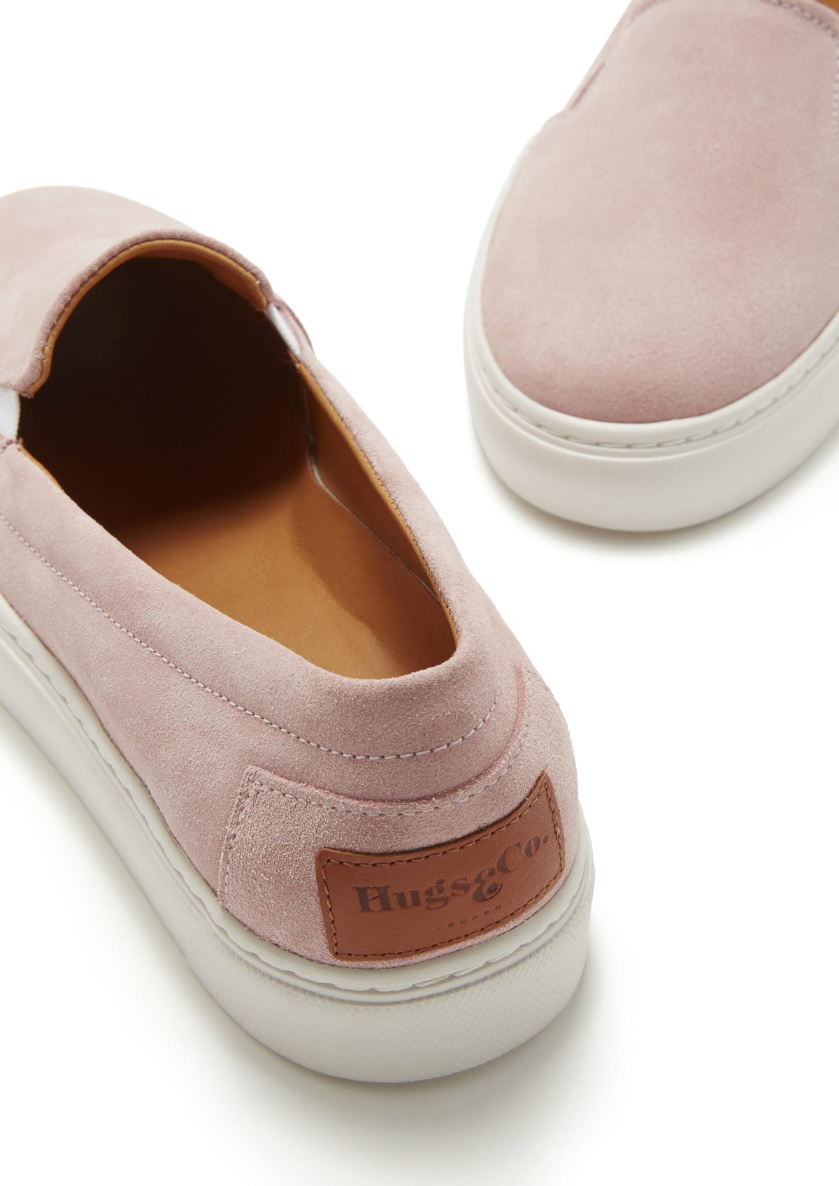 Hugs & Co. Women's Ice Pink Suede Slip-On Sneakers